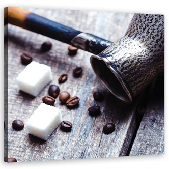 Leinwandbild, Kaffeekrug und Zucker 