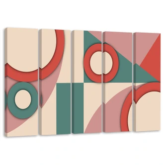 Leinwandbild 5 teilig, Geometrische Abstraktionsformen 