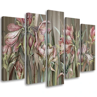 Leinwandbild 5 teilig, Iris Blumen 
