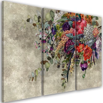Leinwandbild 3 teilig, Blumenstrauß 