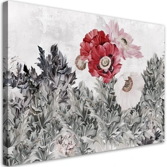 Leinwandbild, Rote Mohnblumen im Garten 