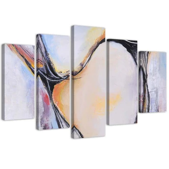 Leinwandbild 5 teilig, Abstraktion Pastell Beige 