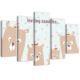 Leinwandbild 5 teilig, CHILDREN'S Teddybären 