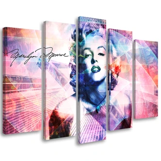 Leinwandbild 5 teilig, Marilyn Monroe Farbe 