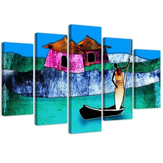 Leinwandbild 5 teilig, Afrikanische Landschaft 