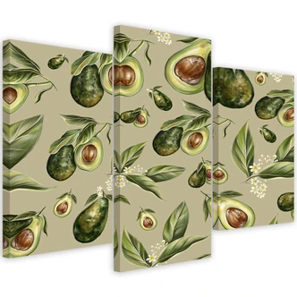 Leinwandbild 3 teilig, Avocado -Hälften 