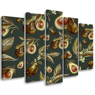 Leinwandbild 5 teilig, Avocado -Hälften 