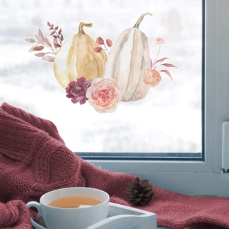 Fensterbild Elegante Kürbisdekoration Fensterbild Elegante Kürbisdekoration