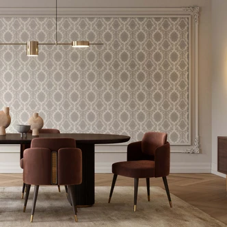 Papel pintado ornamental, papel pintado no tejido Erismann Versailles beige, gris 