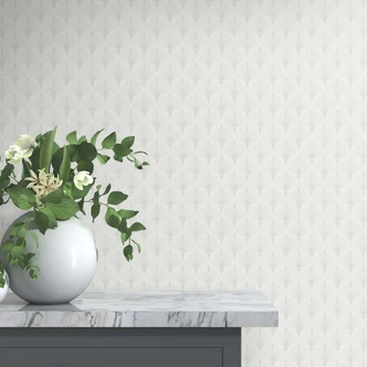 Papier peint éventail, intissé Erismann Versailles blanc, argent 