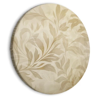 Rundes Leinwandbild Botanisches Motiv mit Blättern und Ranken in Sandfarben 
