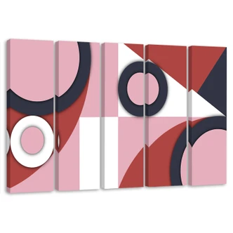Leinwandbild 5 teilig, Geometrische Abstraktionsformen 