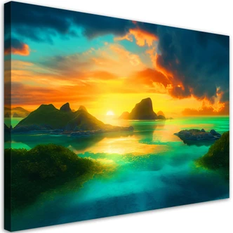 Canvasbillede, Panorama af en tropisk ø 