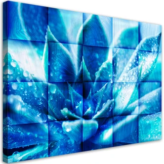 Leinwandbild, Abstrakt Blaue Blumem 3D 