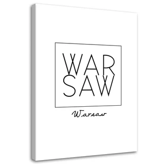 Leinwandbild, Grafik mit der Aufschrift Warschau 