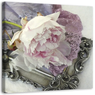 Leinwandbild, Rose Blumen auf einem Spiegel 