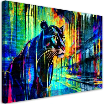 Leinwandbild, Panther Tiere Abstraktion 