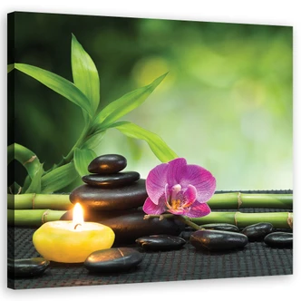 Leinwandbild, Kerzen Blumen Orchidee Wellness 