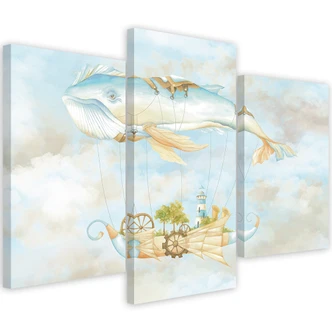 Leinwandbild 3 teilig, Fliegerwal und Schiff 