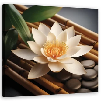 Leinwandbild Steine Zen Blumen Leinwandbild Steine Zen Blumen