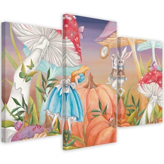 Leinwandbild 3 teilig, Little Alice im Land der Wunder 