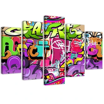 Leinwandbild 5 teilig, Graffiti-Abstraktion 