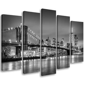 5 stykke lærredstryk, New York om natten 