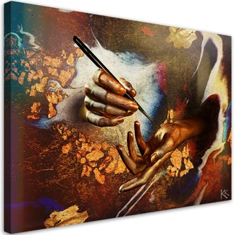 Canvas schilderij, Gouden handen 