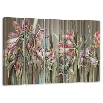 Leinwandbild 5 teilig, Iris Blumen 