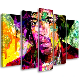 Leinwandbild 5 teilig, Jimmy Hendrix Musik 