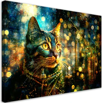 Leinwandbild, Katze auf abstraktem Hintergrund 