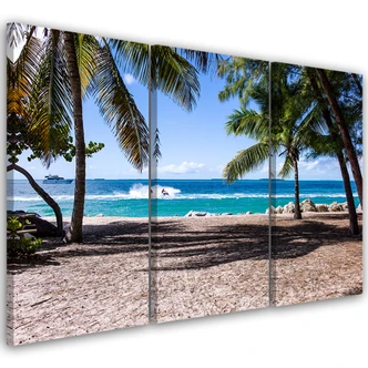 3-delige canvas print Tropisch Strand Zee Natuur 