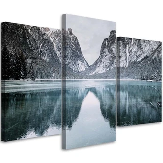 3-delige canvas print, berglandschap meer 