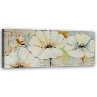 Leinwandbild, Drei Blumen und eine Knospe 