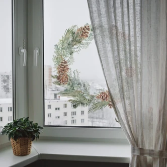 Raamfolie Sticker Dennenkrans 