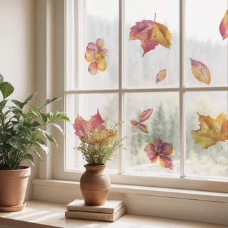 Fensterbild Bunte Herbstblätter | Herbstliche Fensterdeko (18tlg.) Fensterbild Bunte Herbstblätter | Herbstliche Fensterdeko (18tlg.)