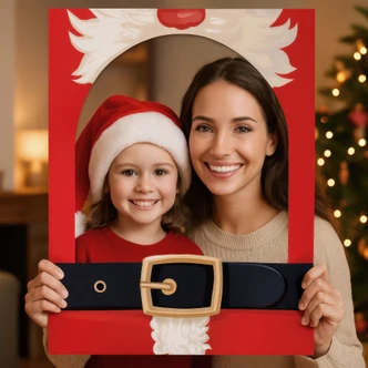 Fotorahmen Weihnachten mit Nikolaus-Kostüm - Partydeko für festliche Fotos 