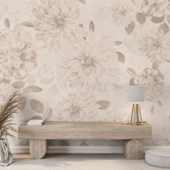 Fototapete Dahlien Shabby Chic Beige | Blumentapete - Bloomery Decor 