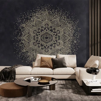 Elegant mandala Fototapet i svart och guld - Bloomery Decor 