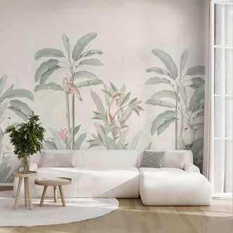 Fotomural selva bosque tropical con cacatúas - Bloomery Decor Fotomural selva bosque tropical con cacatúas - Bloomery Decor