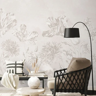 Fotomural floral - flores silvestres en gris tiza - Bloomery Decor Fotomural floral - flores silvestres en gris tiza - Bloomery Decor