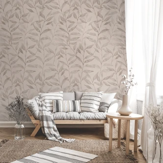 Fototapete Zarte Aquarell-Blätter - Soft Grau - Bloomery Decor Fototapete Zarte Aquarell-Blätter - Soft Grau - Bloomery Decor