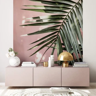 Fototapete Palmenblatt vor rosa Wand - Böhmer 