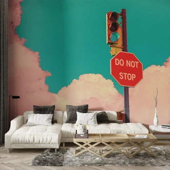 Fotobehang Do Not Stop - Bord voor turquoise blauwe lucht - CosmoZach 