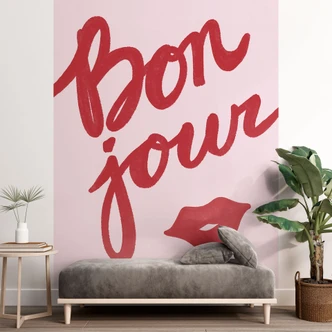 Fotomural con el refrán - Bonjour con la boca que besa - Fritsch 