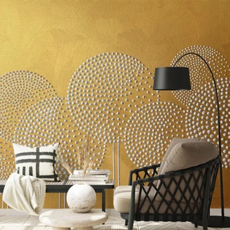 Fototapete Blumen aus weißen Perlen - Grande Fototapete Blumen aus weißen Perlen - Grande