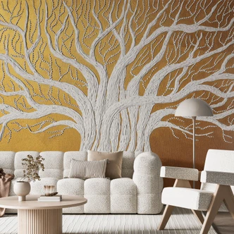 Fotomurale bianco astratto sull'albero della vita - Grande 