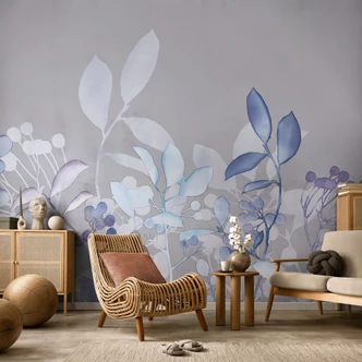 Wall Mural Blue watercolour plants - Haase 