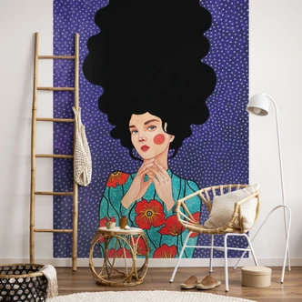 Fototapete Frau im Mohnblumenkleid - Hülya 