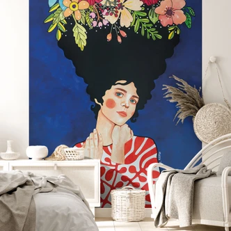 Wall Mural Woman with flowers in her hair - Hülya 